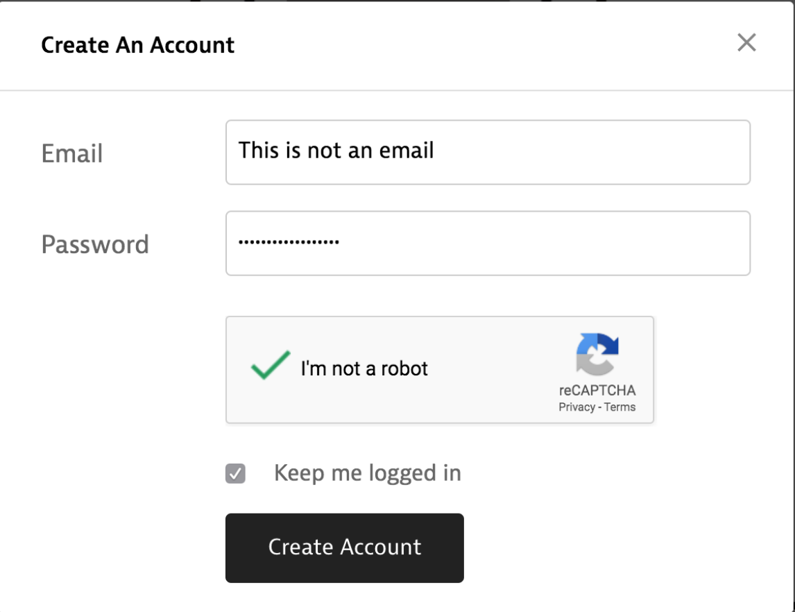 نموذج التسجل في موقع Instapaper
